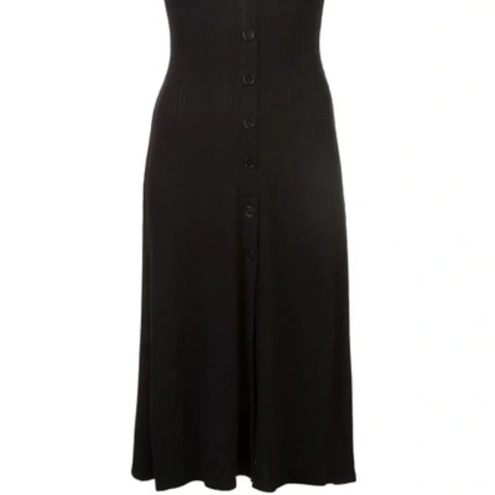 Reformation Ribbed Button Down Knit Midi Casey Dress in black - Picture 10 of 13
